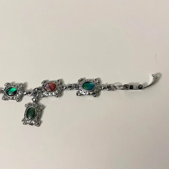 Multi Coloured Turtle Shell Bracelet 7 Inch Long - Picture 10 of 16